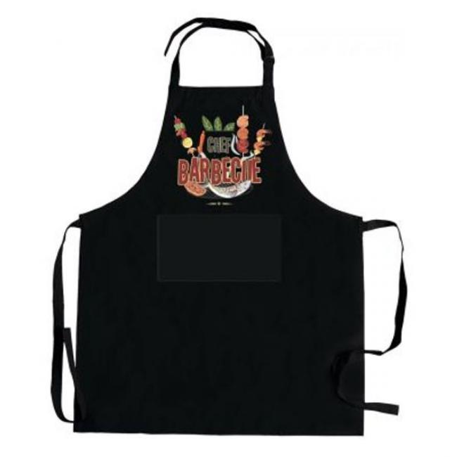 TABLIER DE CUISINE BARBECUE AVEC POCHE RECYCL&Eacute; NOIR
