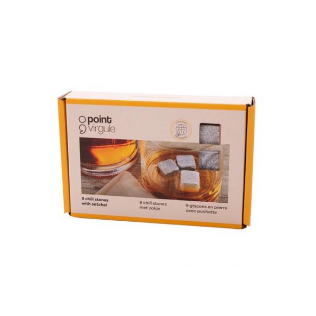 Set de 9 gla&ccedil;ons en pierre avec pochette