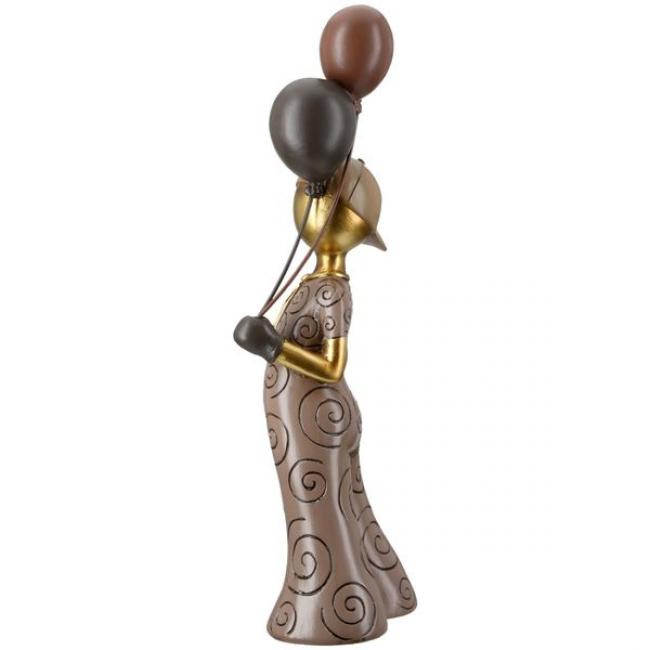 Figure, garcon ballon, motif du ballon, avec chapeau et cravatte, r&eacute;sine synth&eacute;tique, marron
