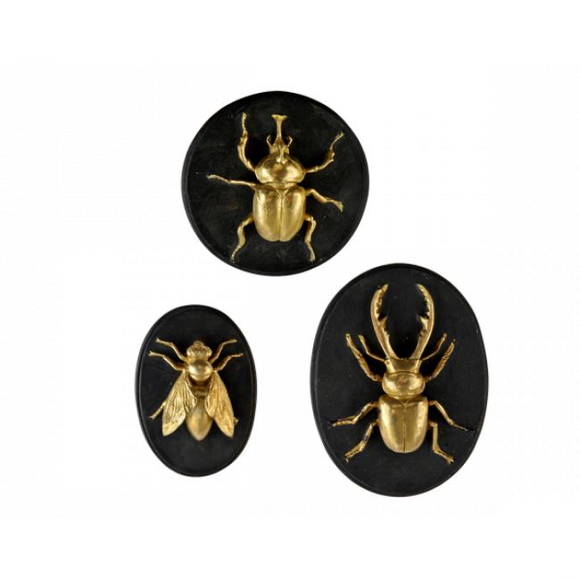 Lot de 3 decorations murales abeille scarab&eacute;e lucane
