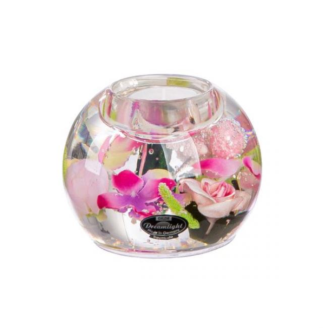 Dreamlight, bougeoir pour bougies &agrave; chauffe-plat, mercur, "Pink Love", verre, rose, unit&eacute;  6, H. 7 cm