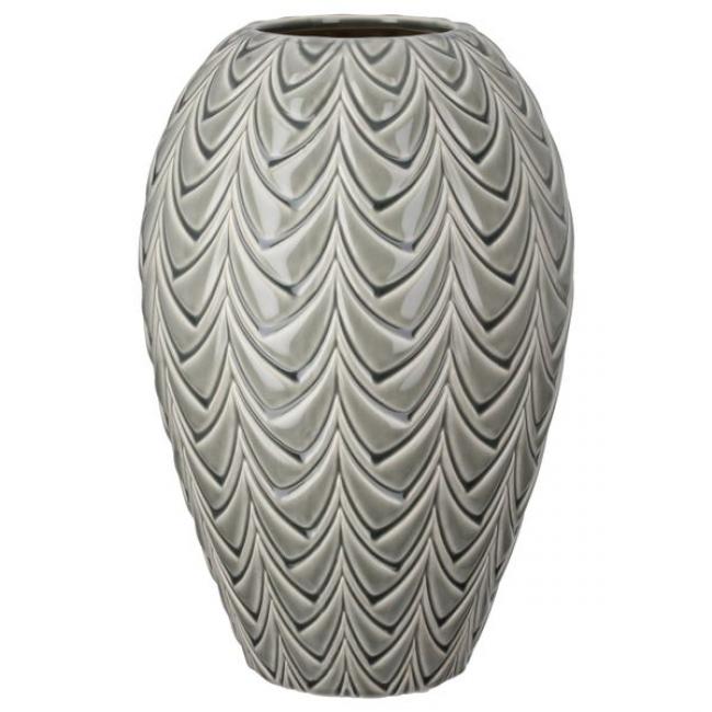 Vase, ventru, "Lamello", c&eacute;ramique, vert