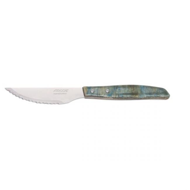 Couteau &agrave; steak en bois de peuplier compatible LV bleut&eacute; 110 mm