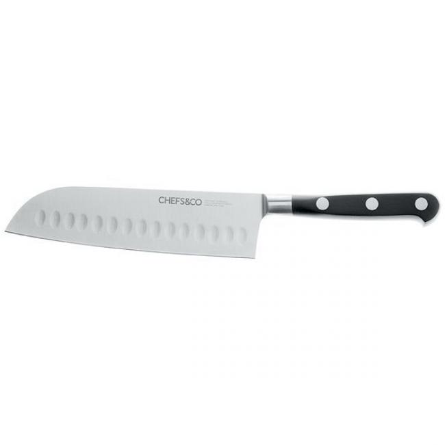 Couteau Santoku alv&eacute;ol&eacute; 18 cm