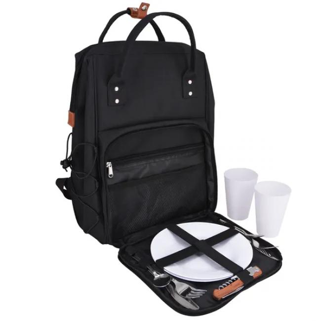 Sac &agrave; dos escapade pique-nique 2 personnes noir