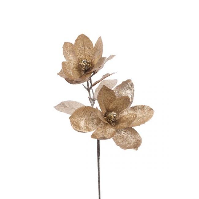 Tige de magnolia m&eacute;talique or