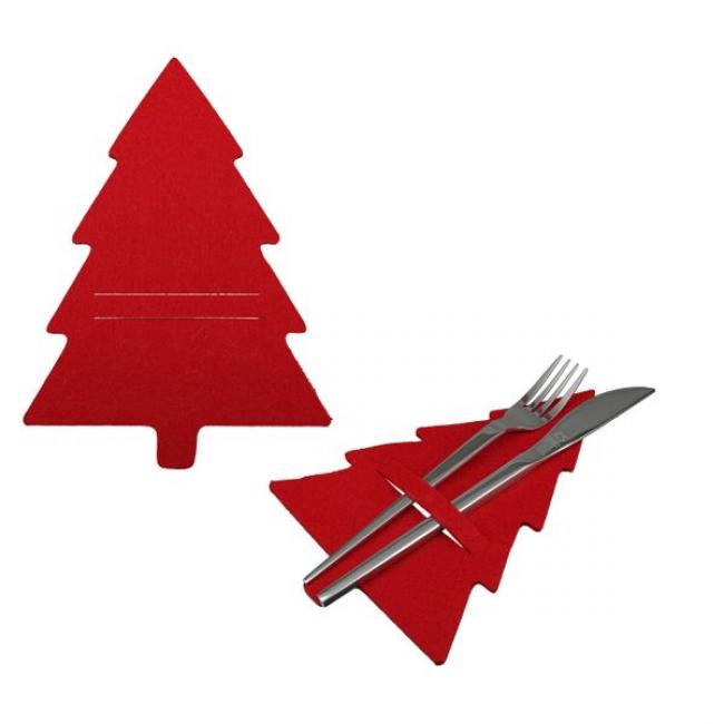Pochette &agrave; couverts sapin rouge
