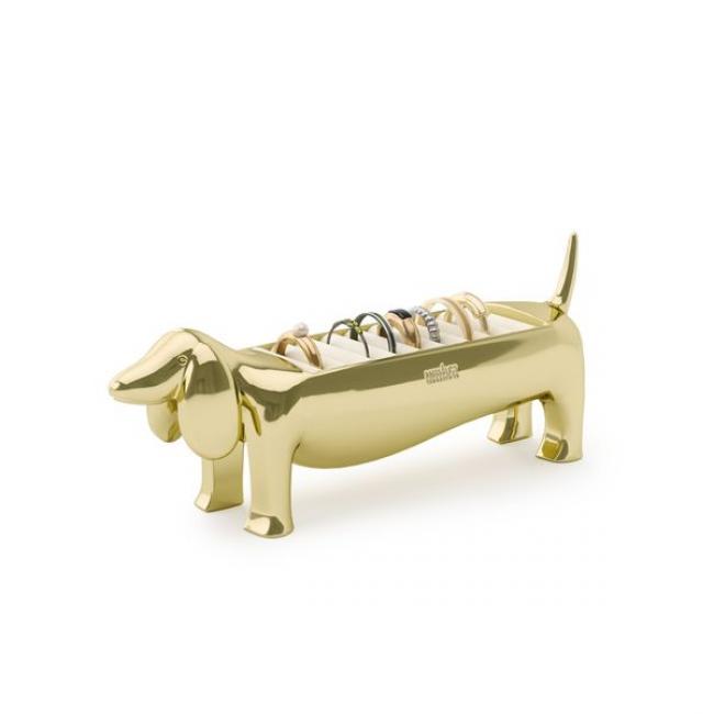 Porte bague teckel dor&eacute;