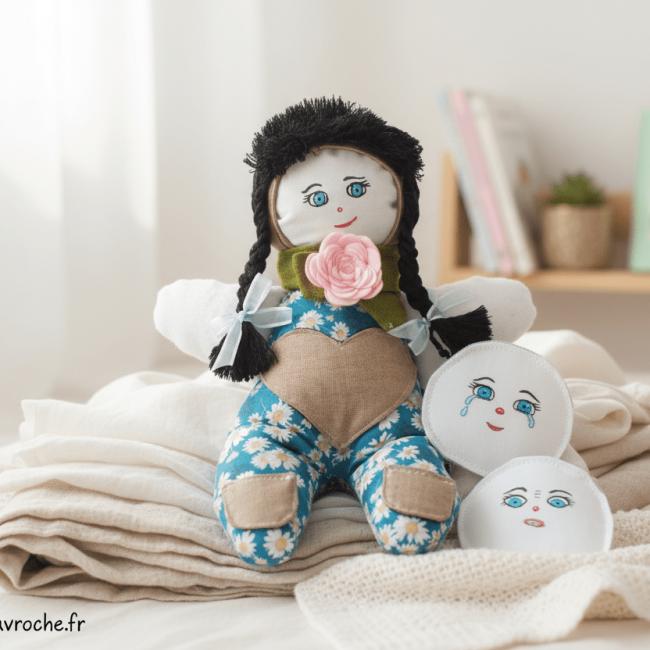 Poup&eacute;e des &Eacute;motions &agrave; Visages Interchangeables MONTESSORI (frais de port offert)