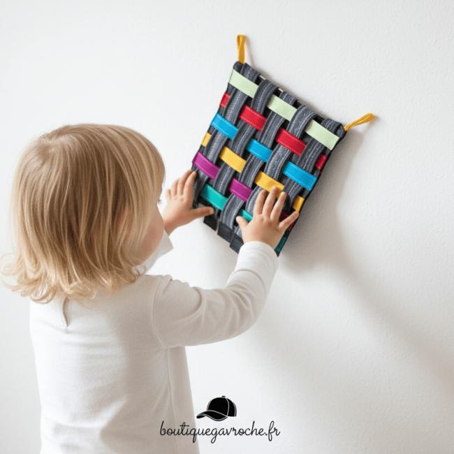 Tissage Montessori &agrave; 6 couleurs &ndash; Jeu sensoriel et &eacute;ducatif en tissu