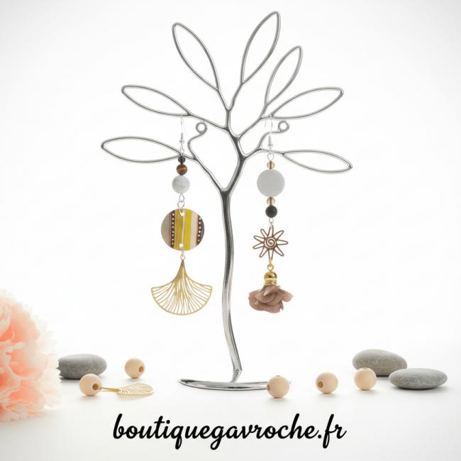 Boucles d&rsquo;Oreilles Asym&eacute;triques longues: MADAGASCAR