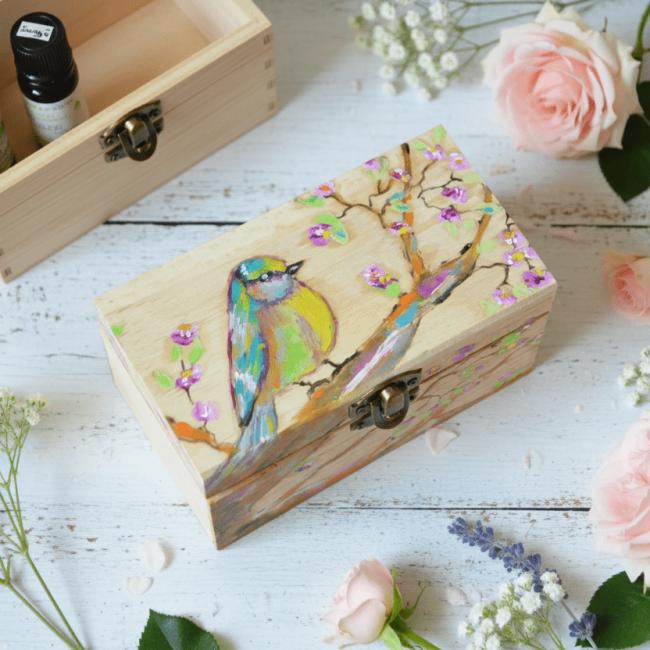 Coffret huiles essentielles en bois (frais de port offert)