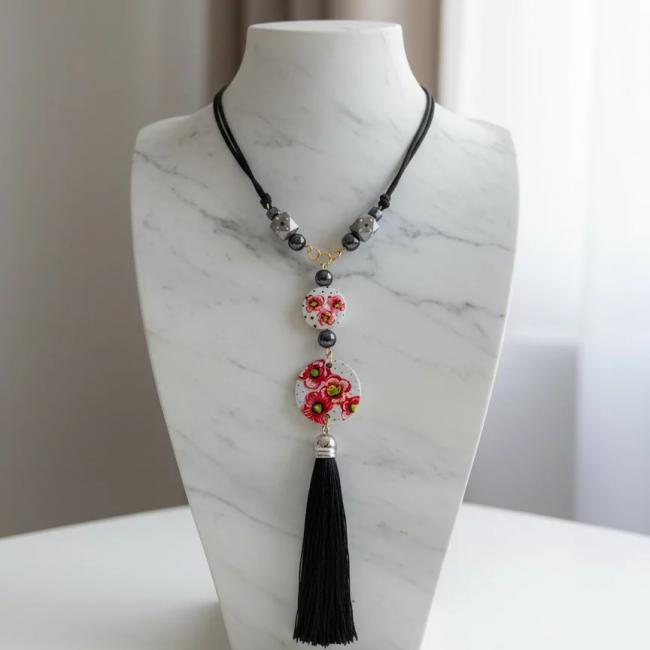 Collier Sautoir Coquelicots LEIDEN