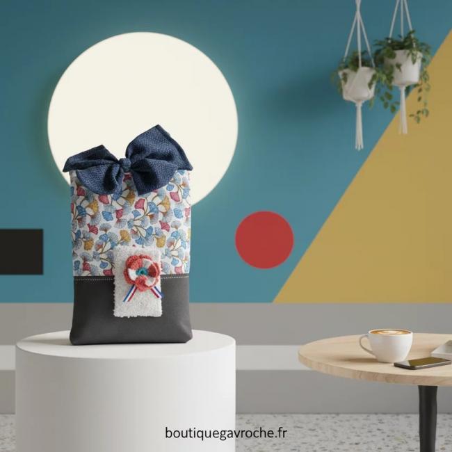 Sac Pochette Livre XL Fait Main &laquo;&nbsp;Ginkgo Biloba&nbsp;&raquo; – Id&eacute;al Noces de Cretonne