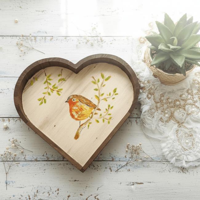 Vide-poche en bois Rouge-Gorge (frais de port offert)