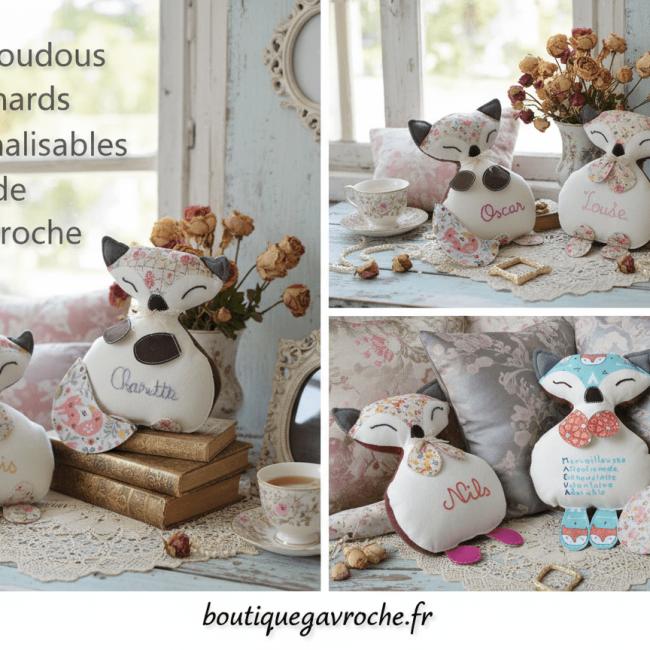 Doudou Renard personnalis&eacute; avec prenom (frais de port offert)