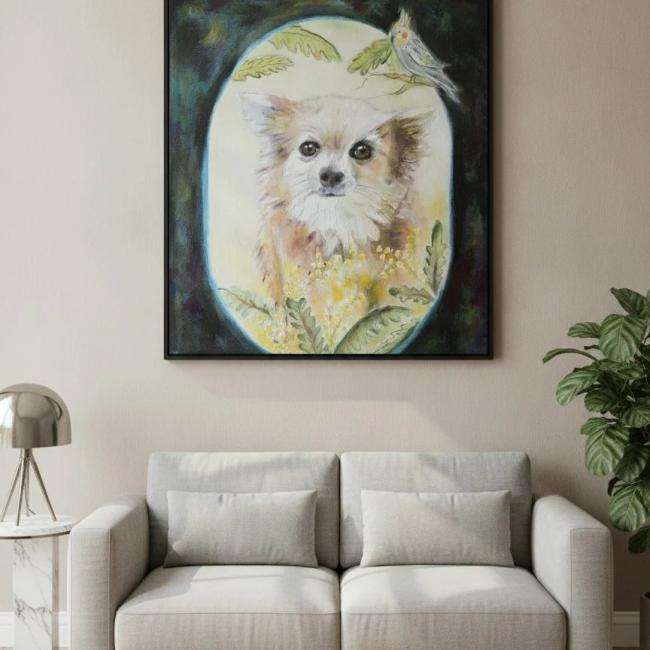 CELESTINE commande personnalis&eacute;e  Portrait Peinture huile grand format