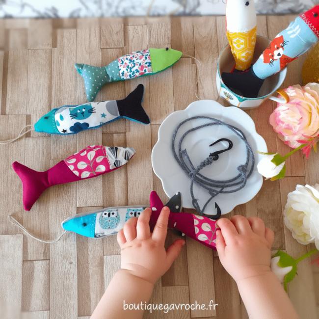 Jeu la p&ecirc;che &agrave; la ligne 6 poissons d&rsquo;avril + 1 fil avec hame&ccedil;on