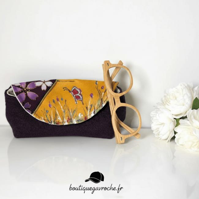 Étui à lunettes de luxe – Papillon &#038; fleurs,