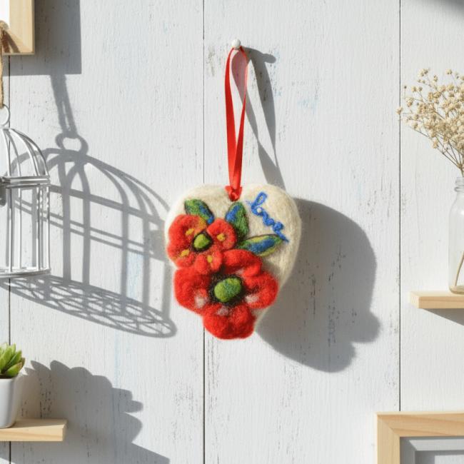 Coeur de douceur, Love et coquelicot (frais de port offert)