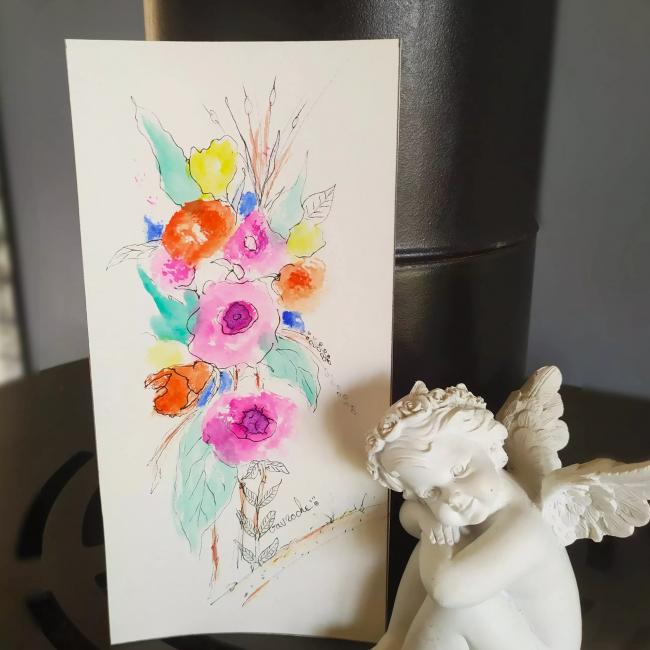 Aquarelle bouquet de fleurs Pink