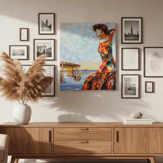 Danseuse en Hiver &ndash; Tableau Peinture &agrave; l&rsquo;Huile – frais port offert