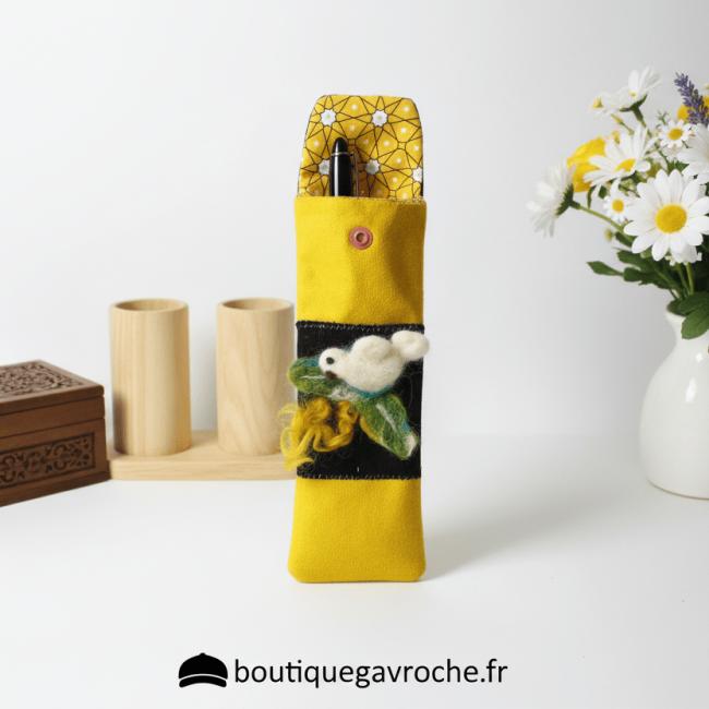 Etui &agrave; stylo Colombe cretonne su&eacute;dine (frais de port offert)