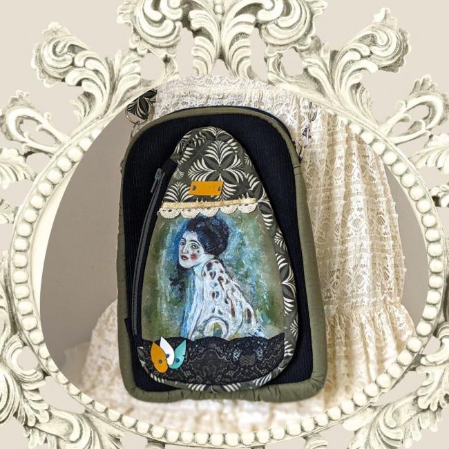Sac Klimt 2-en-1 Cretonne & Velours &ndash; Pi&egrave;ce unique | Cadeau 19 ans de mariage