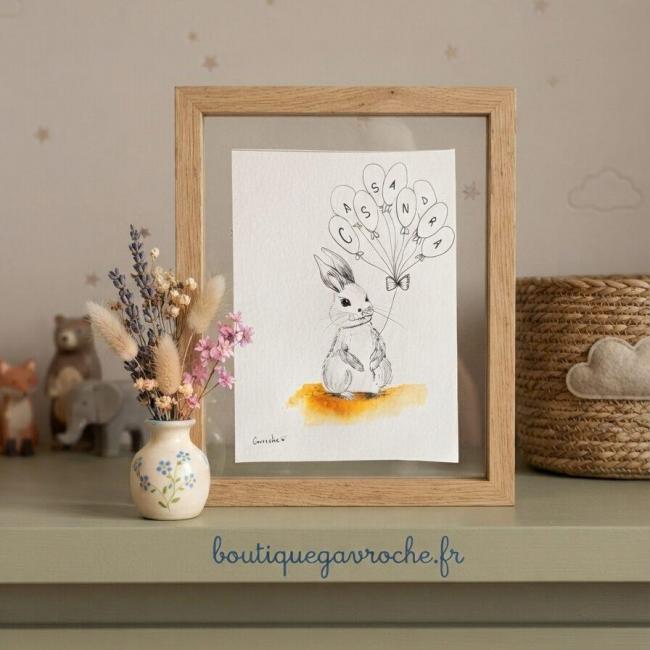 Aquarelle Pr&eacute;nom le lapinou