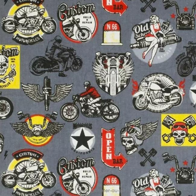 Photothèque Tissu: Route 66 Moto et pin up