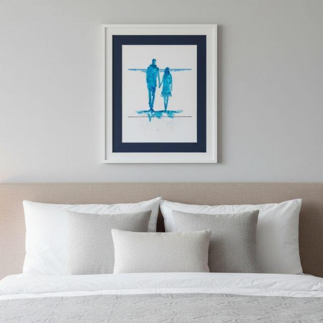 Affiche Les amoureux – Aquarelle Personnalis&eacute;e – 40 CM 30 CM – frais de port offert