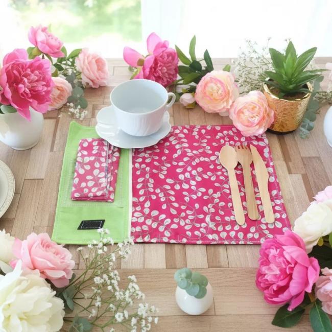 Le muguet: Set de table et serviette doubl&eacute;e
