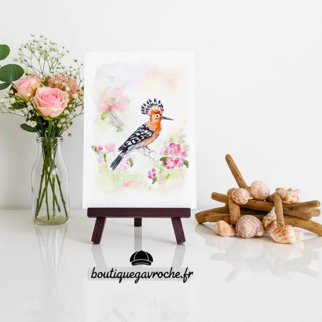 Aquarelle originale Huppe (Offre 2FOR3) UpupaEpops