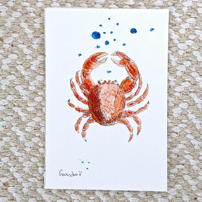 Aquarelle marine Crabe signe Cancer (frais de port offert)