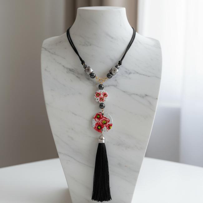 Collier Sautoir Coquelicots LEIDEN