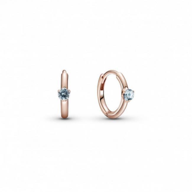Créoles Enveloppantes Solitaire Bleu Clair Rose PANDORA