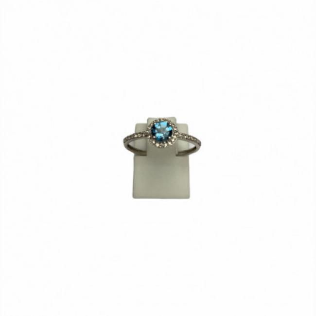 Bague femme topaze serti clos et diamants or blanc18 carats collection Emilie
