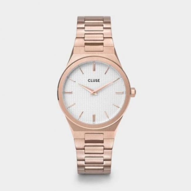 Montre Femme Vigoureux Rosée Bracelet Maillons Fond Blanc Cluse