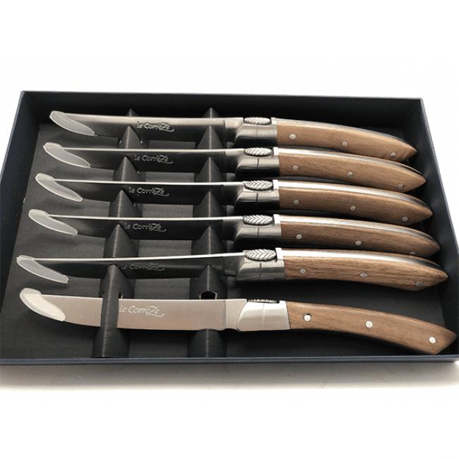 6 Couteaux de Table Inox et Bois de Noyer Le Corrèze