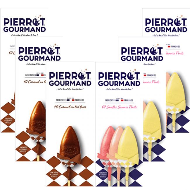 6 Boîtes de 10 Sucettes PG au Caramel et aux Fruits