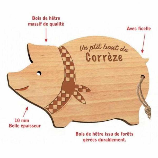 Planche à découper Cochon en Bois de Hêtre