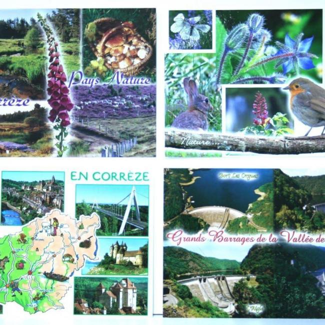 Lot de 4 Cartes postales Corrèze