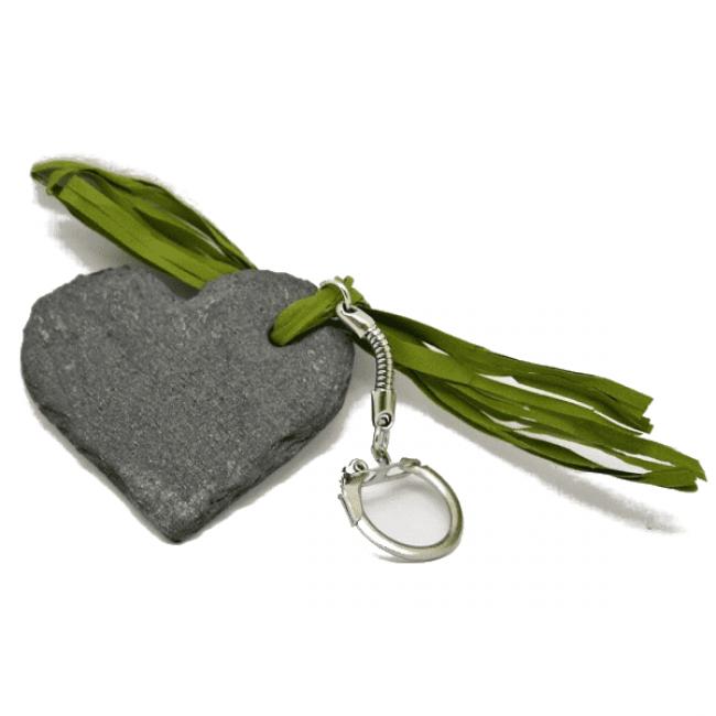 Porte-clé Coeur en Ardoise de Travassac taillé main