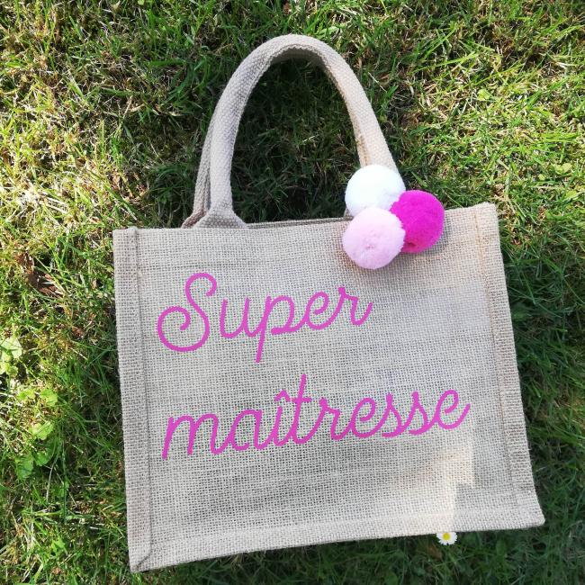 Le petit panier en toile de jute - Maîtresse - Personnalisez le votre