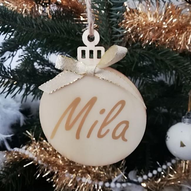 Boule de Noël en bois - 100 % Personnalisable