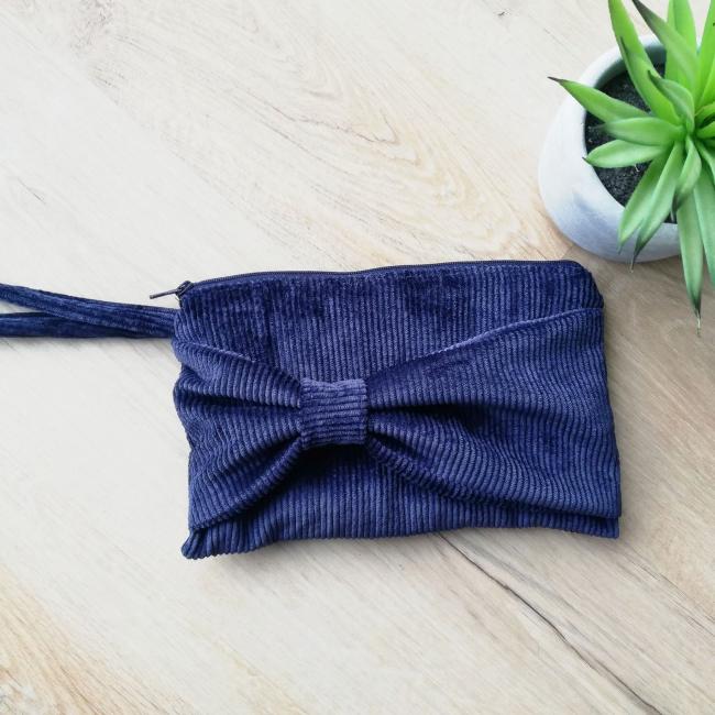 Pochette zippée à nœud - Marine