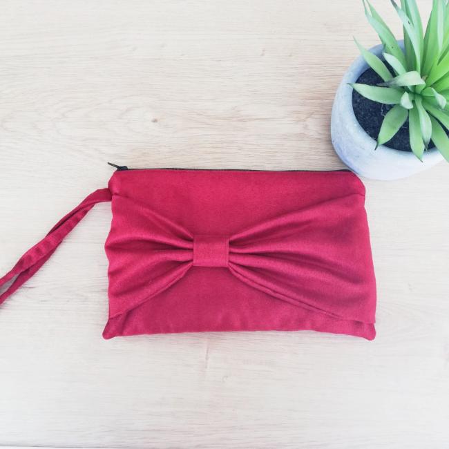 Pochette zippée à nœud - Rouge