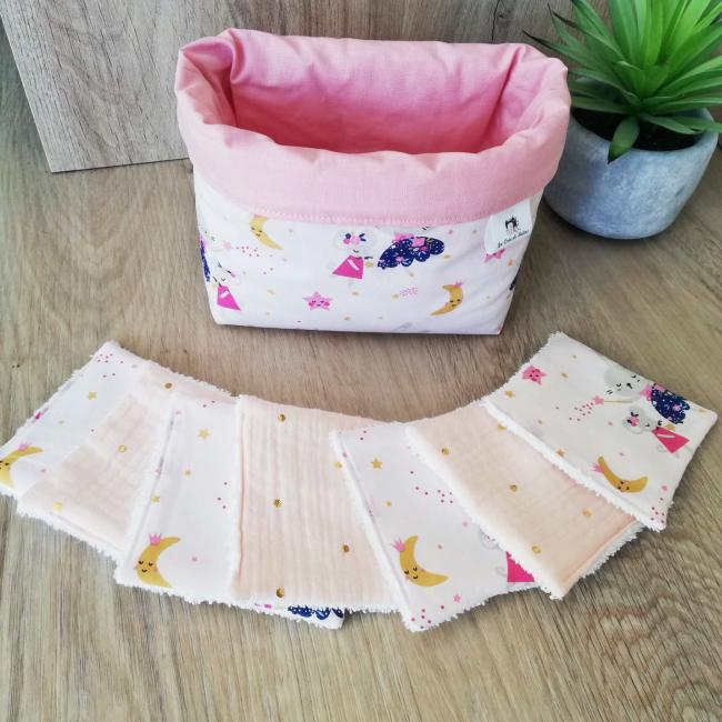 Panière et lingettes lavables - Jolie souris