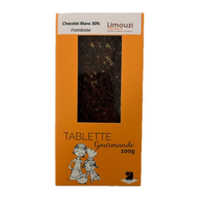Tablettes de chocolat blanc 30% framboise 100g