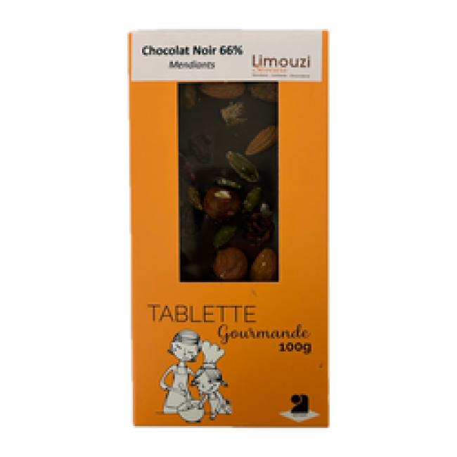 Tablettes de chocolat noir 66% mendiants 100g